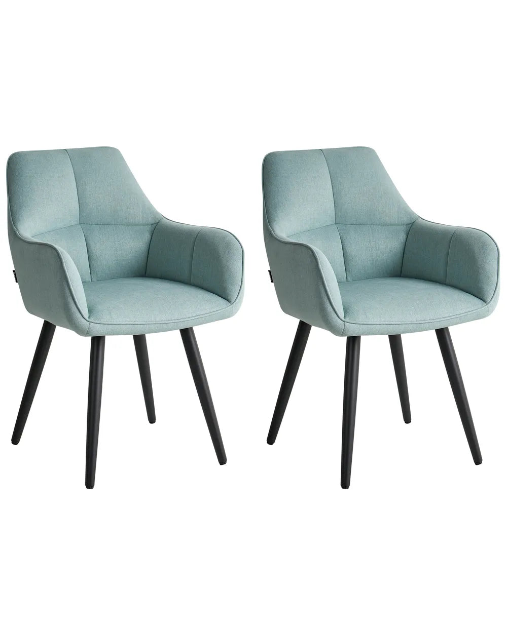 Set of 2 Dining Chairs Faux Linen Light Blue Brea