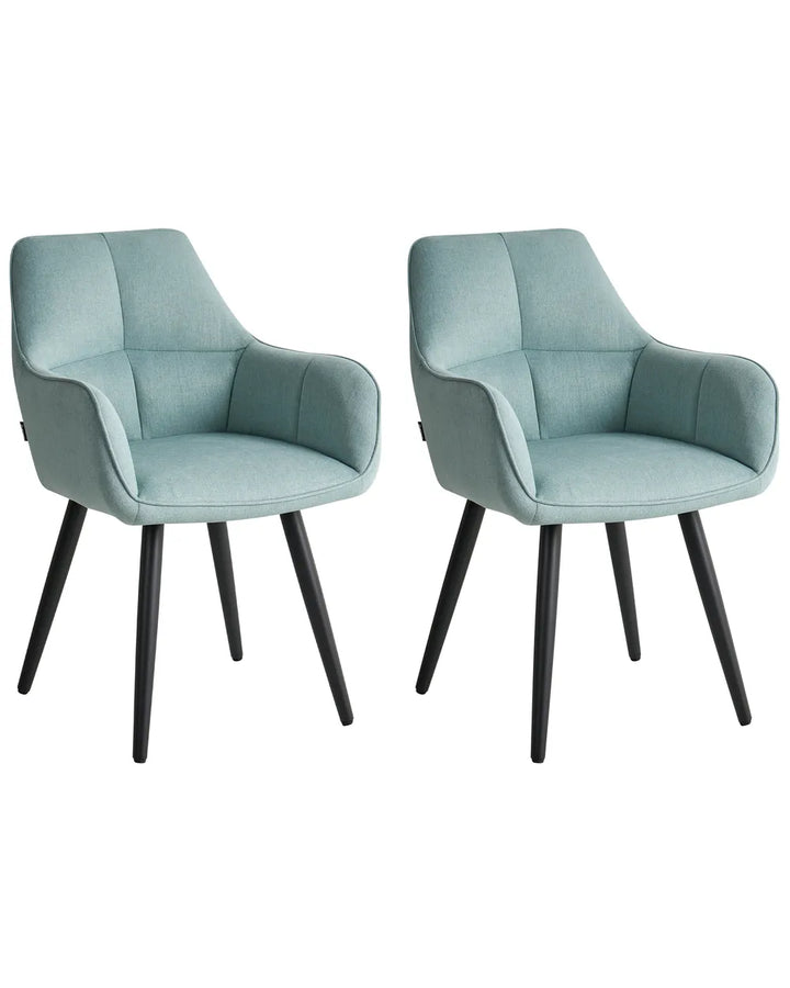 Set of 2 Dining Chairs Faux Linen Light Blue Brea