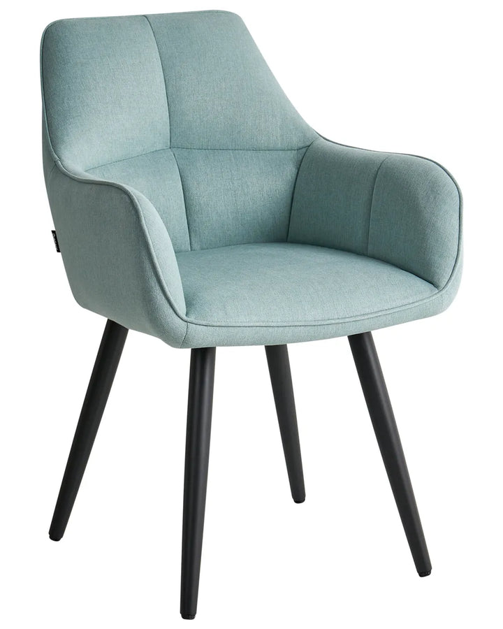 Set of 2 Dining Chairs Faux Linen Light Blue Brea