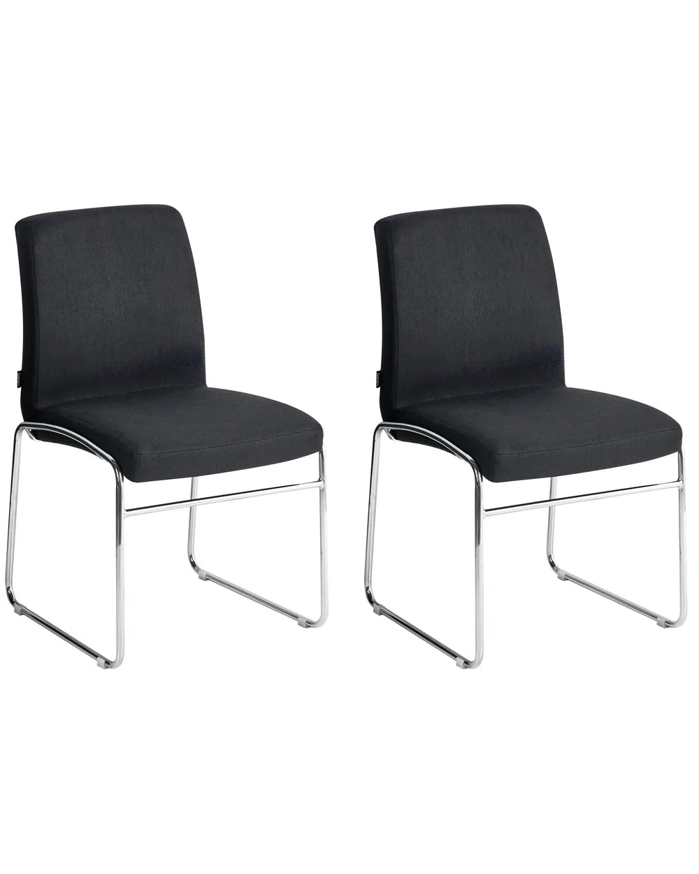 Set of 2 Dining Chairs Fabric Black Ellena