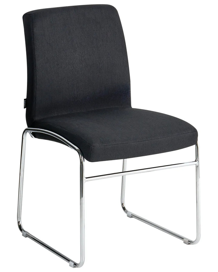 Set of 2 Dining Chairs Fabric Black Ellena