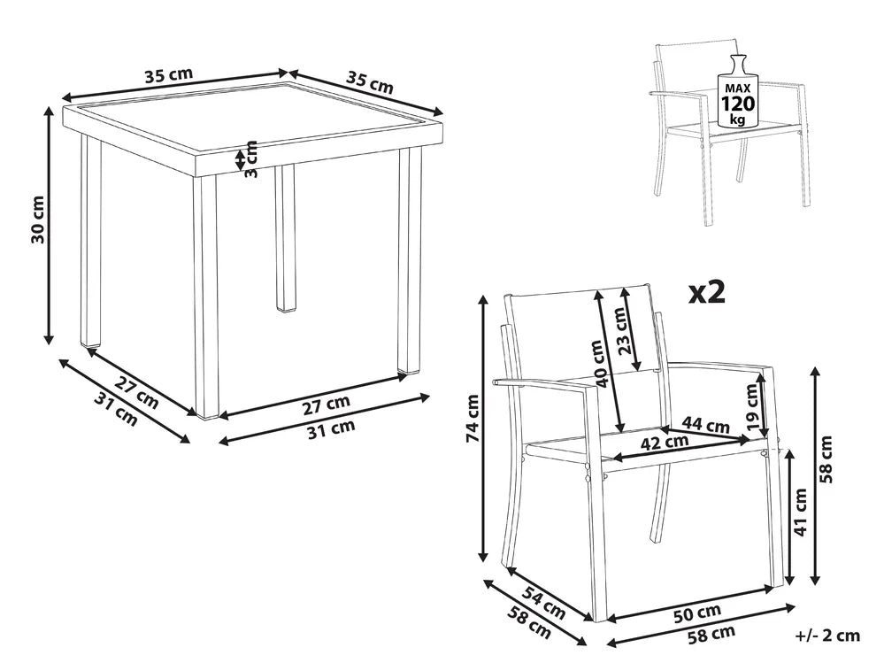 Bistro Set Metal Grey Kyra