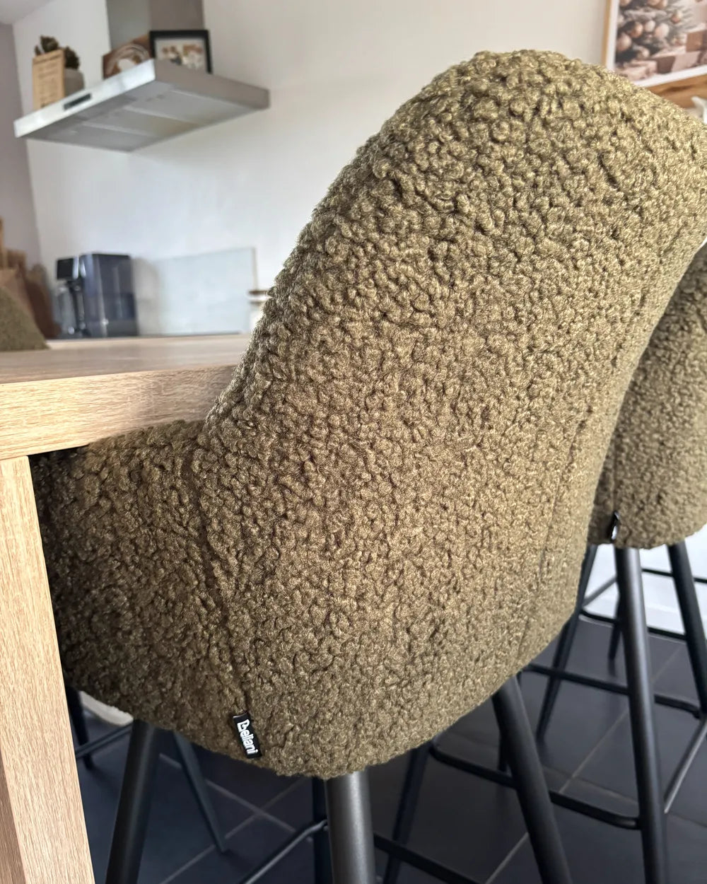 Set of 2 Bar Chairs Boucle Dark Green Frank