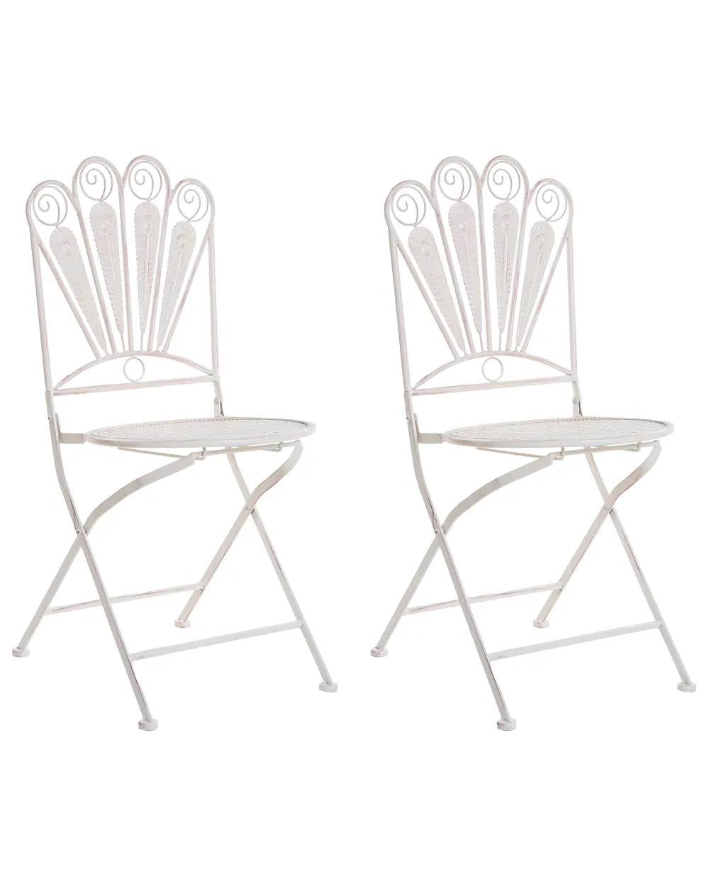 Bistro Set Bench Metal Off- White Oran