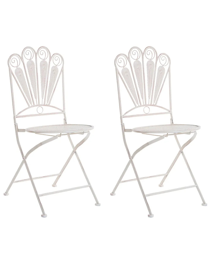 Bistro Set Bench Metal Off- White Oran