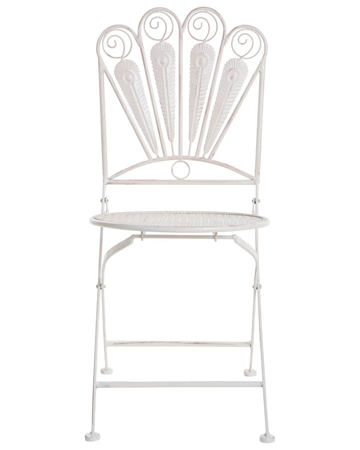 Bistro Set Bench Metal Off- White Oran