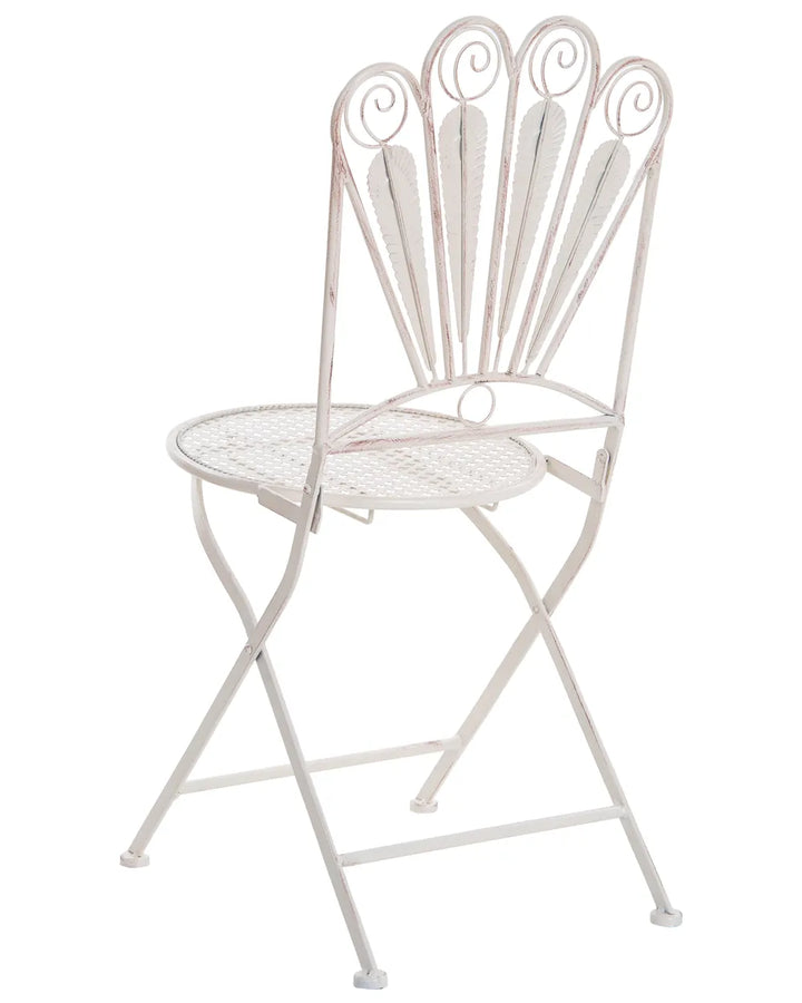 Bistro Set Bench Metal Off- White Oran