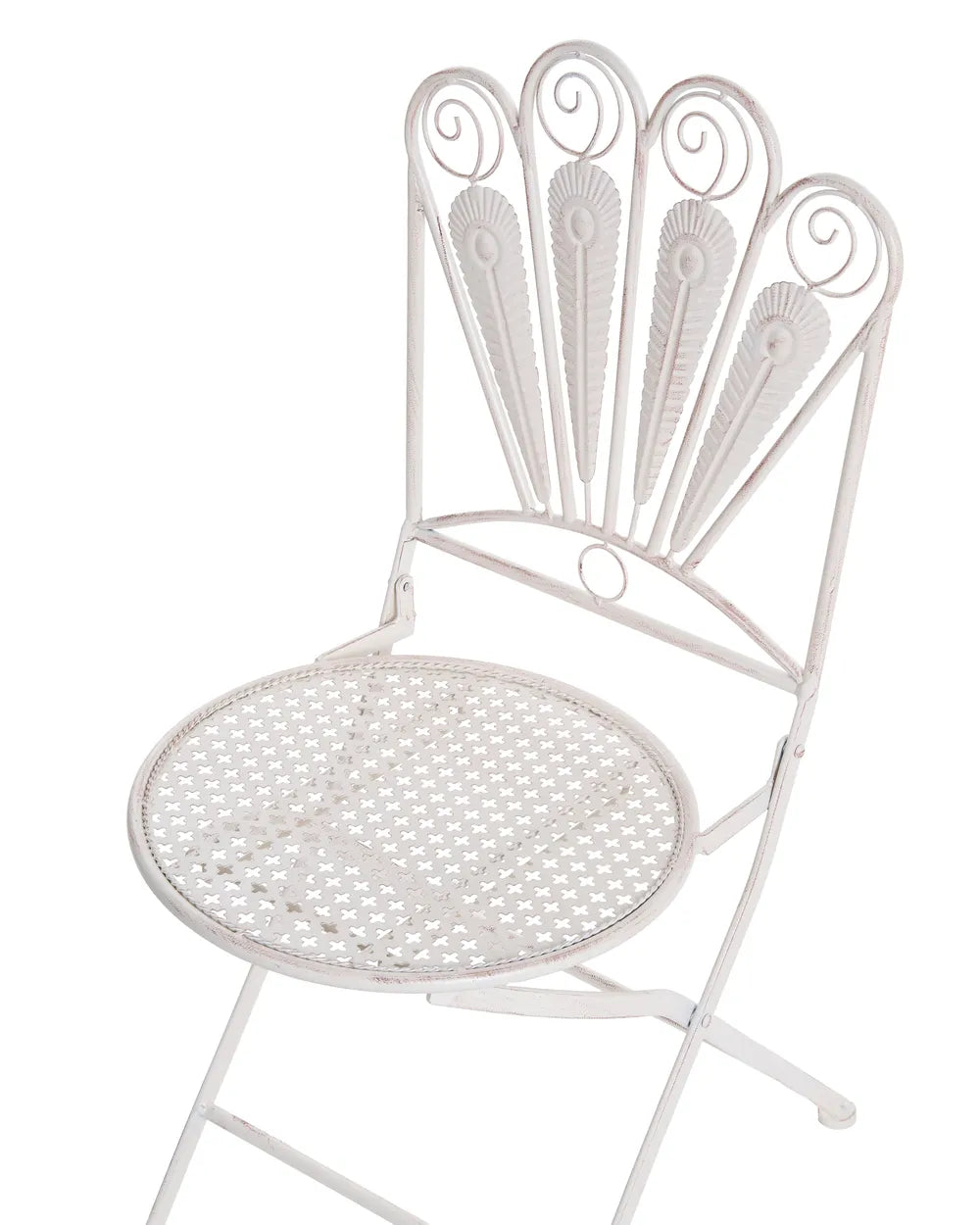 Bistro Set Bench Metal Off- White Oran