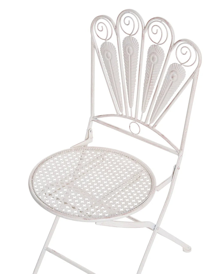 Bistro Set Bench Metal Off- White Oran