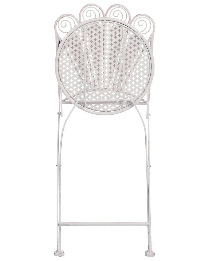 Bistro Set Bench Metal Off- White Oran