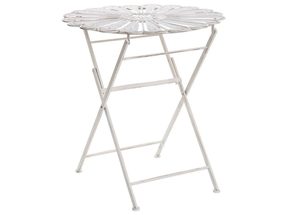 Bistro Set Bench Metal Off- White Oran
