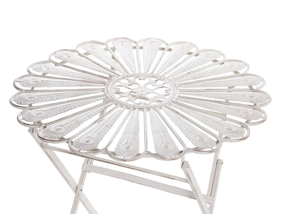 Bistro Set Bench Metal Off- White Oran