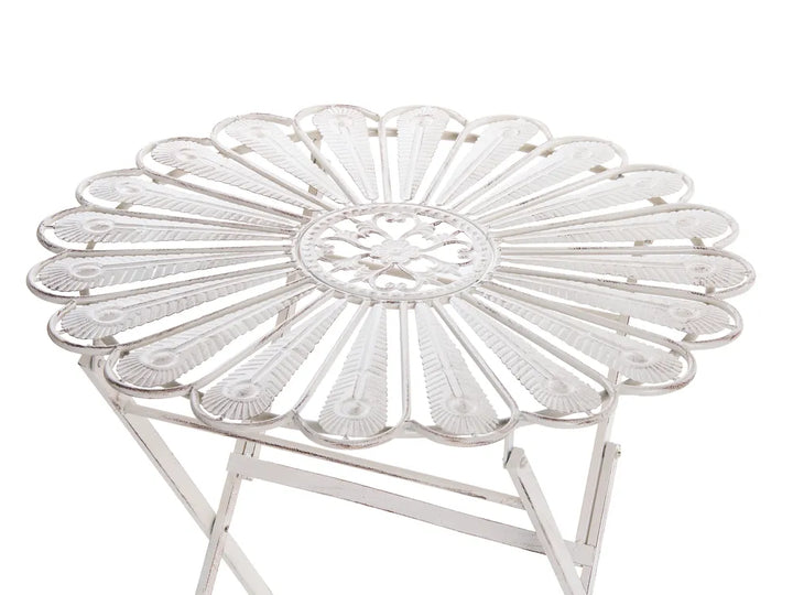 Bistro Set Bench Metal Off- White Oran