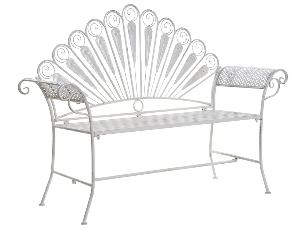 Bistro Set Bench Metal Off- White Oran