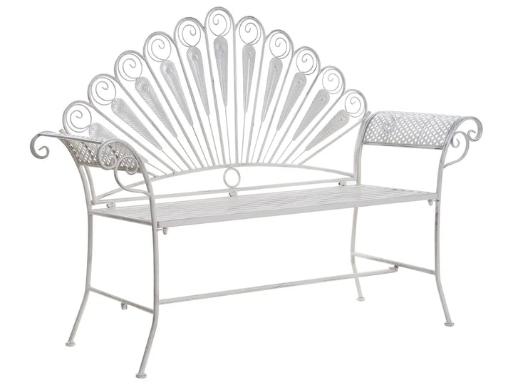 Bistro Set Bench Metal Off- White Oran