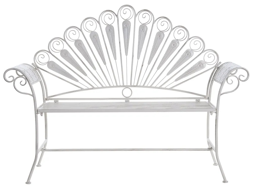 Bistro Set Bench Metal Off- White Oran