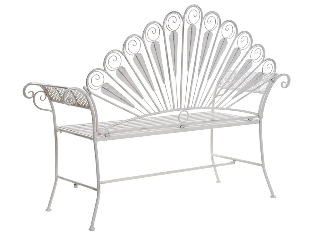 Bistro Set Bench Metal Off- White Oran
