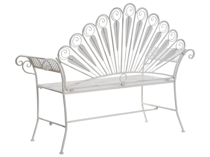 Bistro Set Bench Metal Off- White Oran