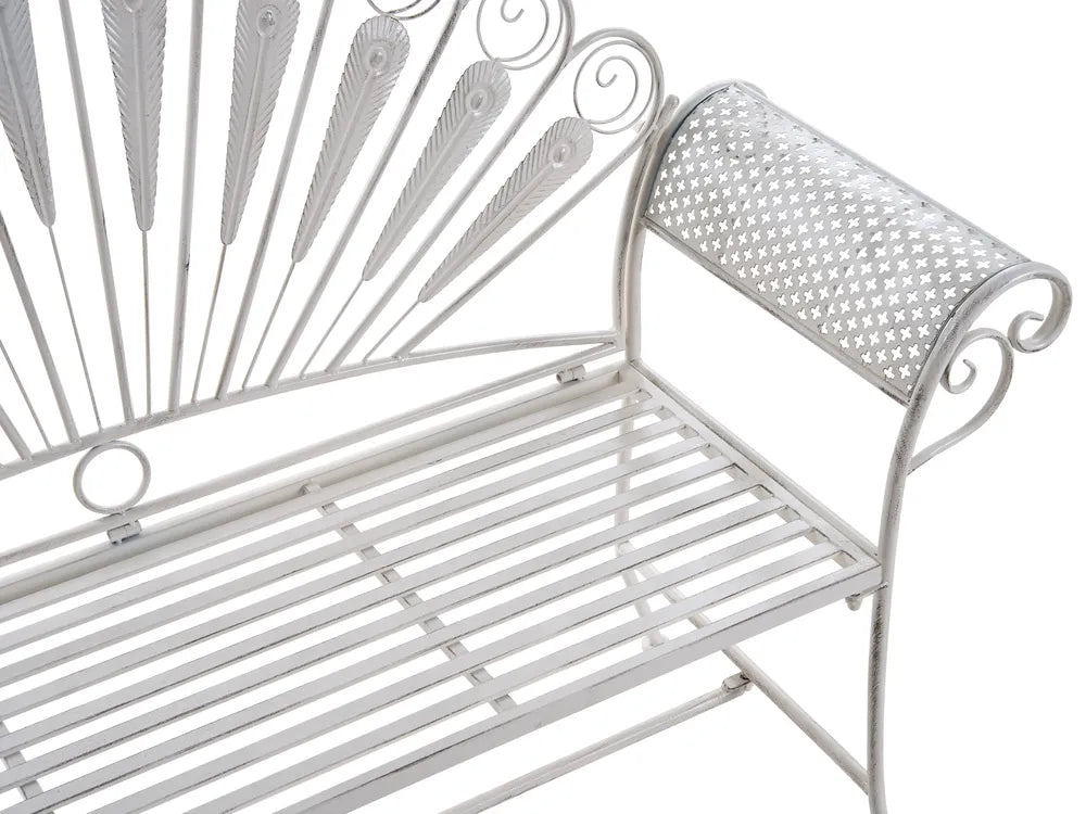 Bistro Set Bench Metal Off- White Oran