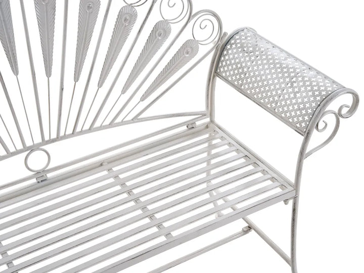 Bistro Set Bench Metal Off- White Oran