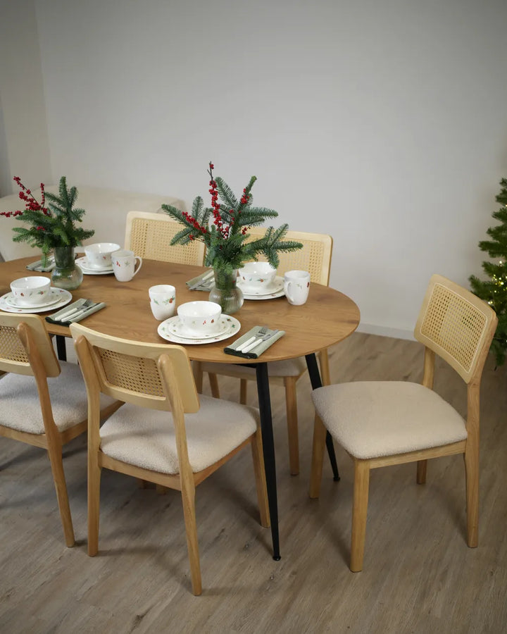 Set of 2 Dining Chairs Wood Light Brown Olive