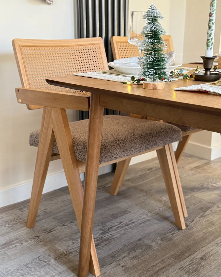 Set of 2 Dining Chairs Wood Light Brown/ Taupe Bernie