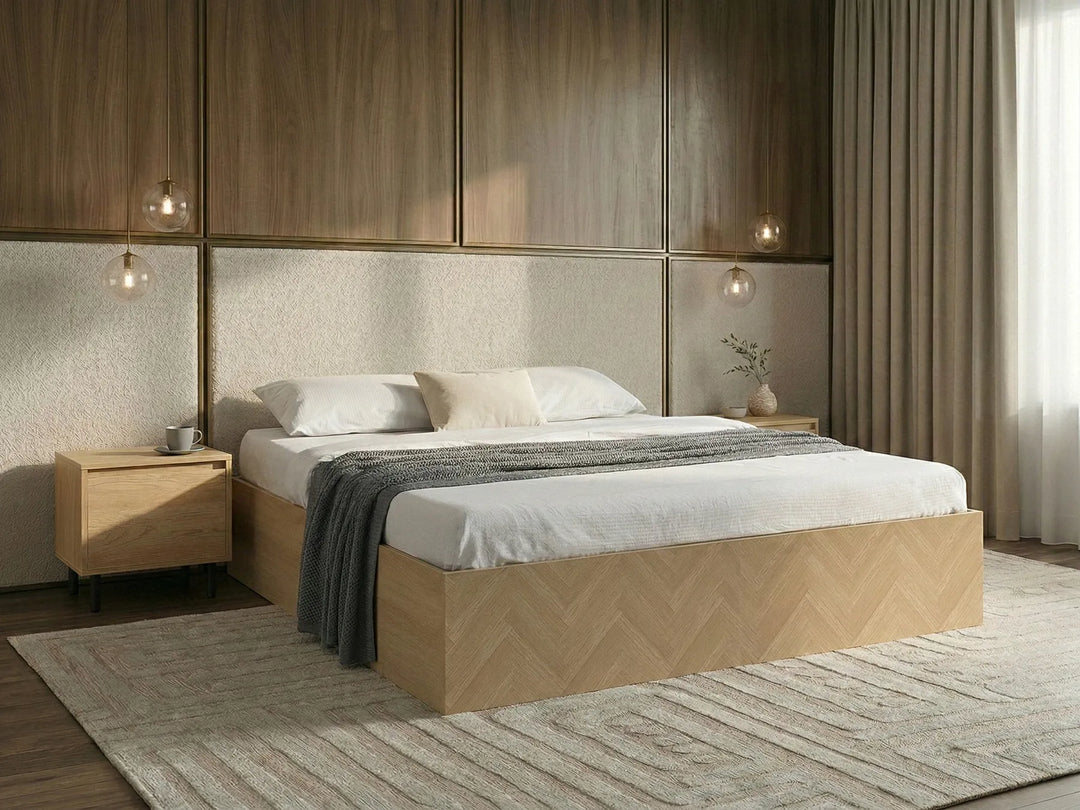 Ottoman Bed without Headboard 180 x 200 cm (EU Super King) Light Brown Pia