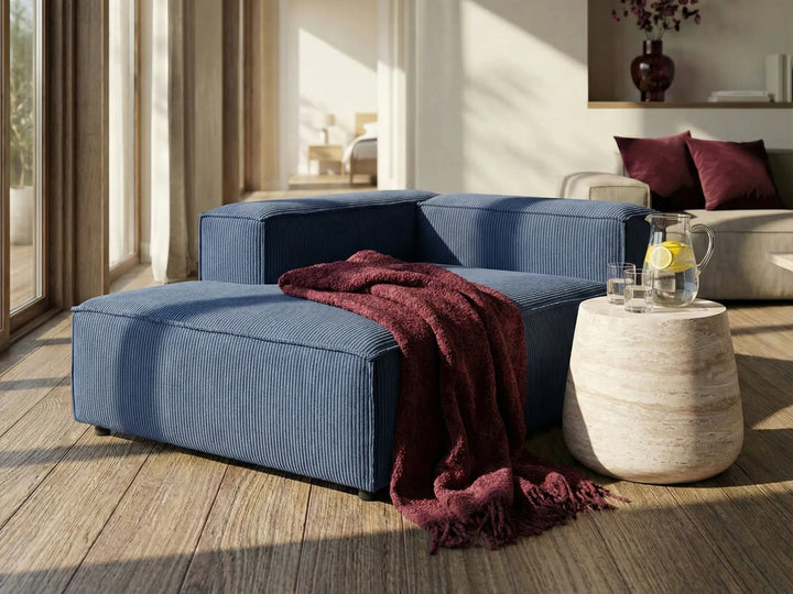 Right-Hand Chaise Lounge Corduroy Dark Blue Oakham