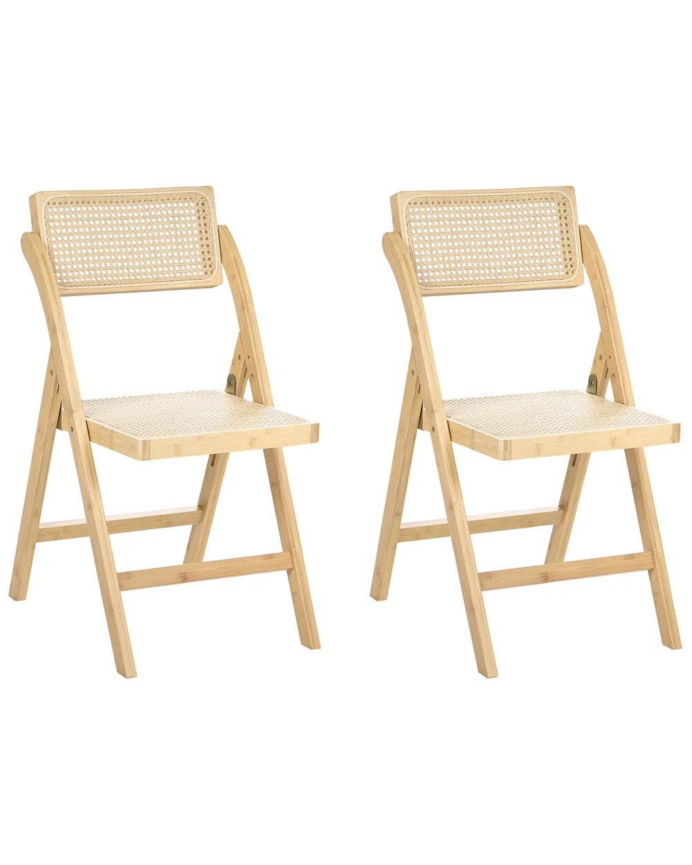 Set of 2 Dining Chairs Folding Bamboo Light Brown Aure