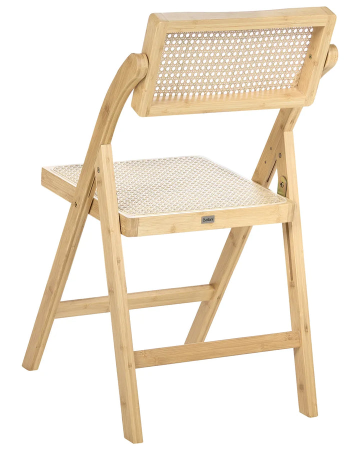 Set of 2 Dining Chairs Folding Bamboo Light Brown Aure
