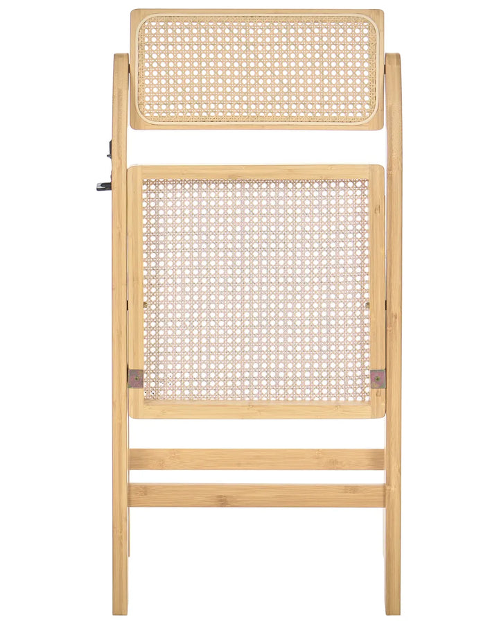 Set of 2 Dining Chairs Folding Bamboo Light Brown Aure