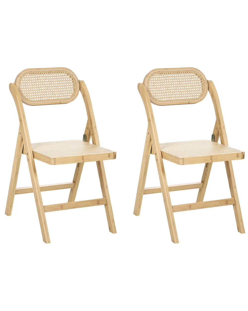 Set of 2 Dining Chairs Folding Bamboo Light Brown Lorry