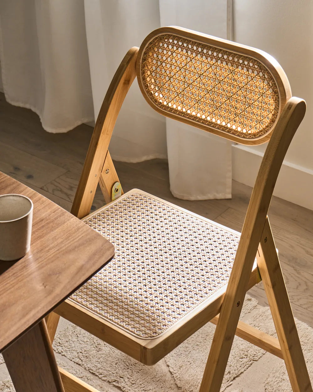 Set of 2 Dining Chairs Folding Bamboo Light Brown Lorry