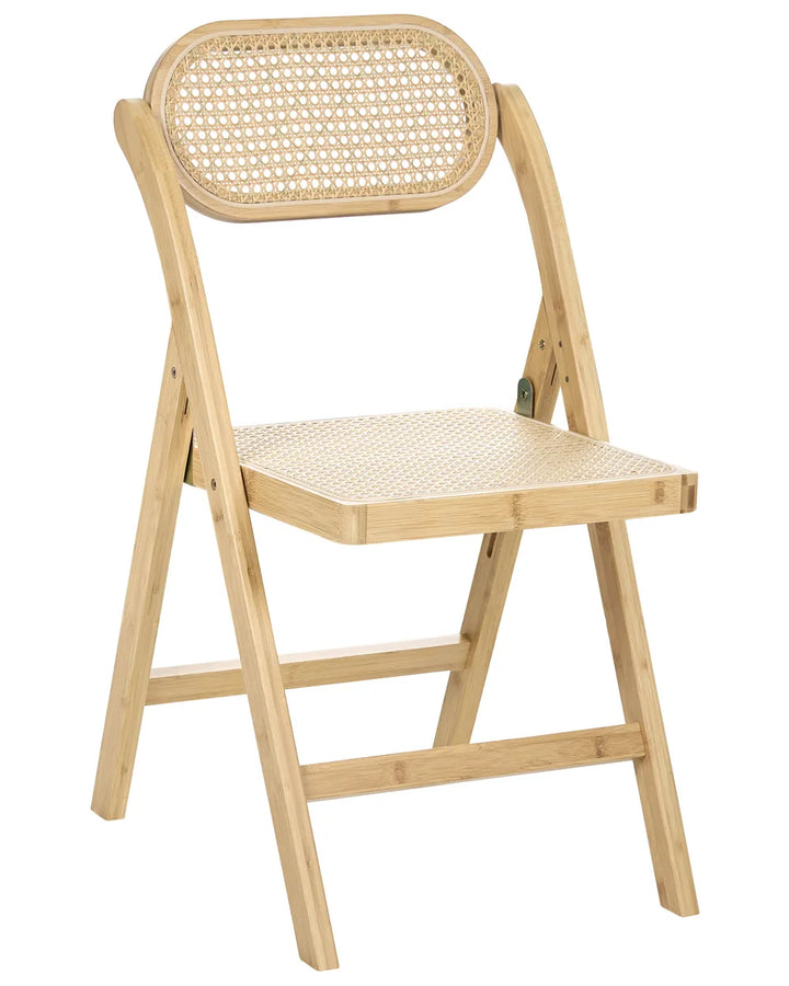 Set of 2 Dining Chairs Folding Bamboo Light Brown Lorry