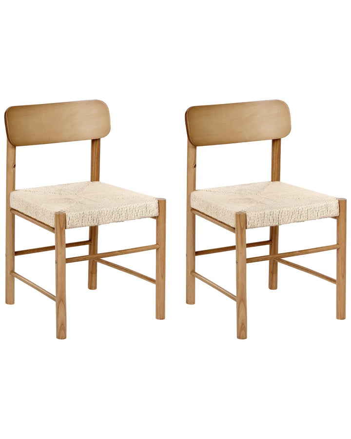 Set of 2 Dining Chairs Wood Brown Cara
