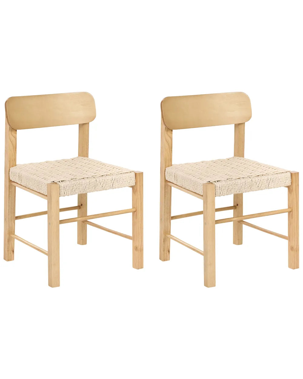 Set of 2 Dining Chairs Wood Light Brown Louie