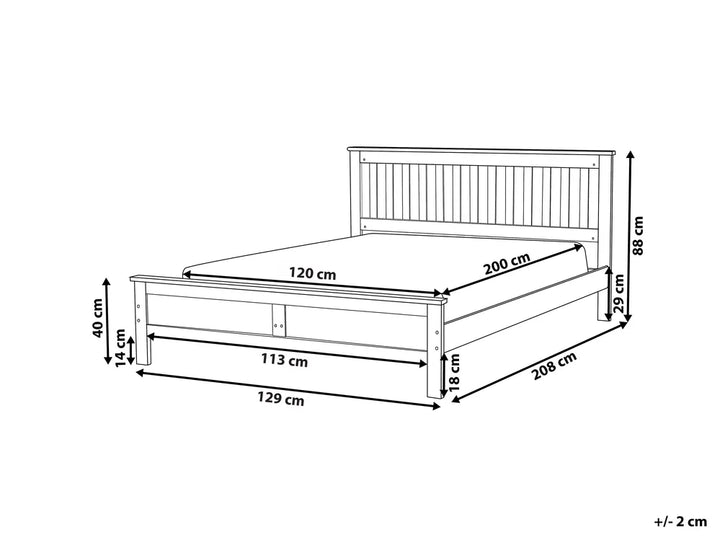 Bed Pine Wood 120 x 200 cm (EU Small Double) Dark Brown Carol