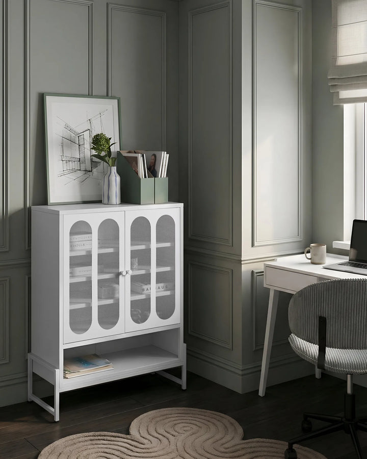 2 Door Sideboard Metal White Oliver
