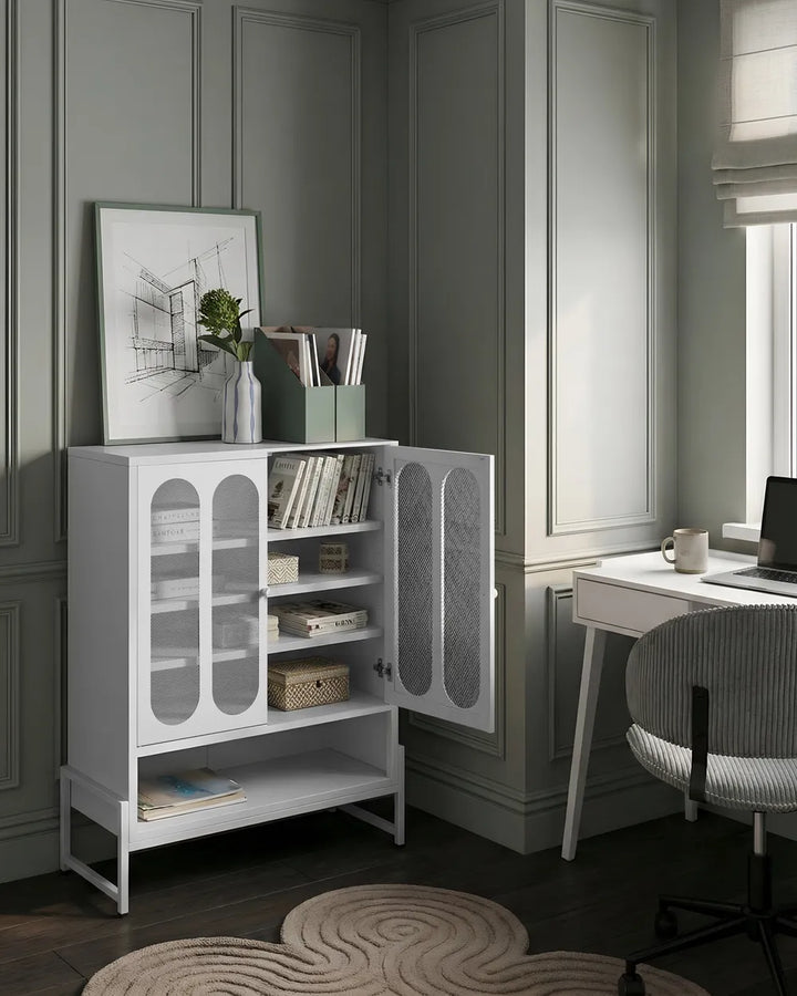 2 Door Sideboard Metal White Oliver