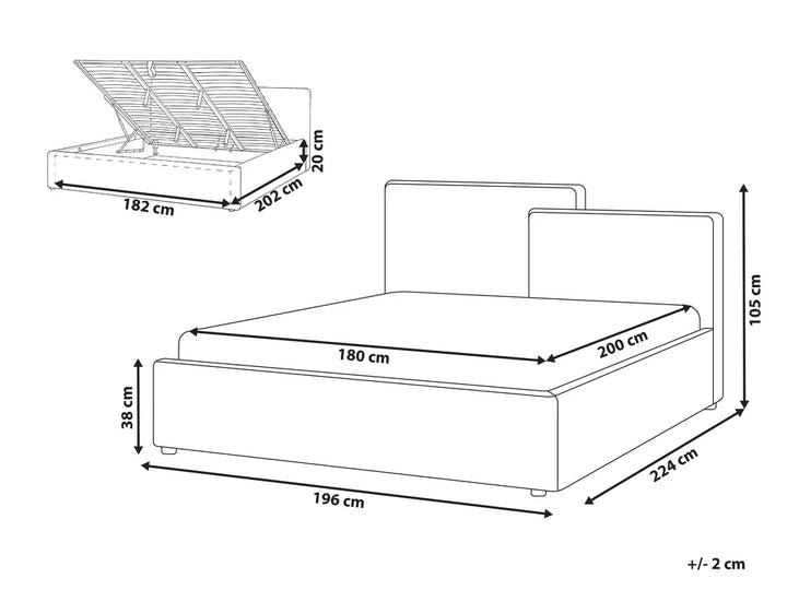 Ottoman Bed Fabric 180 x 200 cm (EU Super King) Off-White Philip
