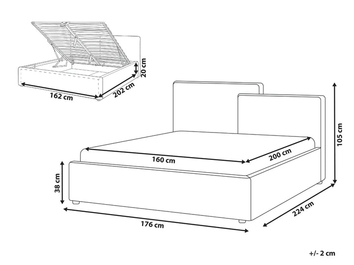 Ottoman Bed Fabric 160 x 200 cm (EU King Size) Taupe Philip