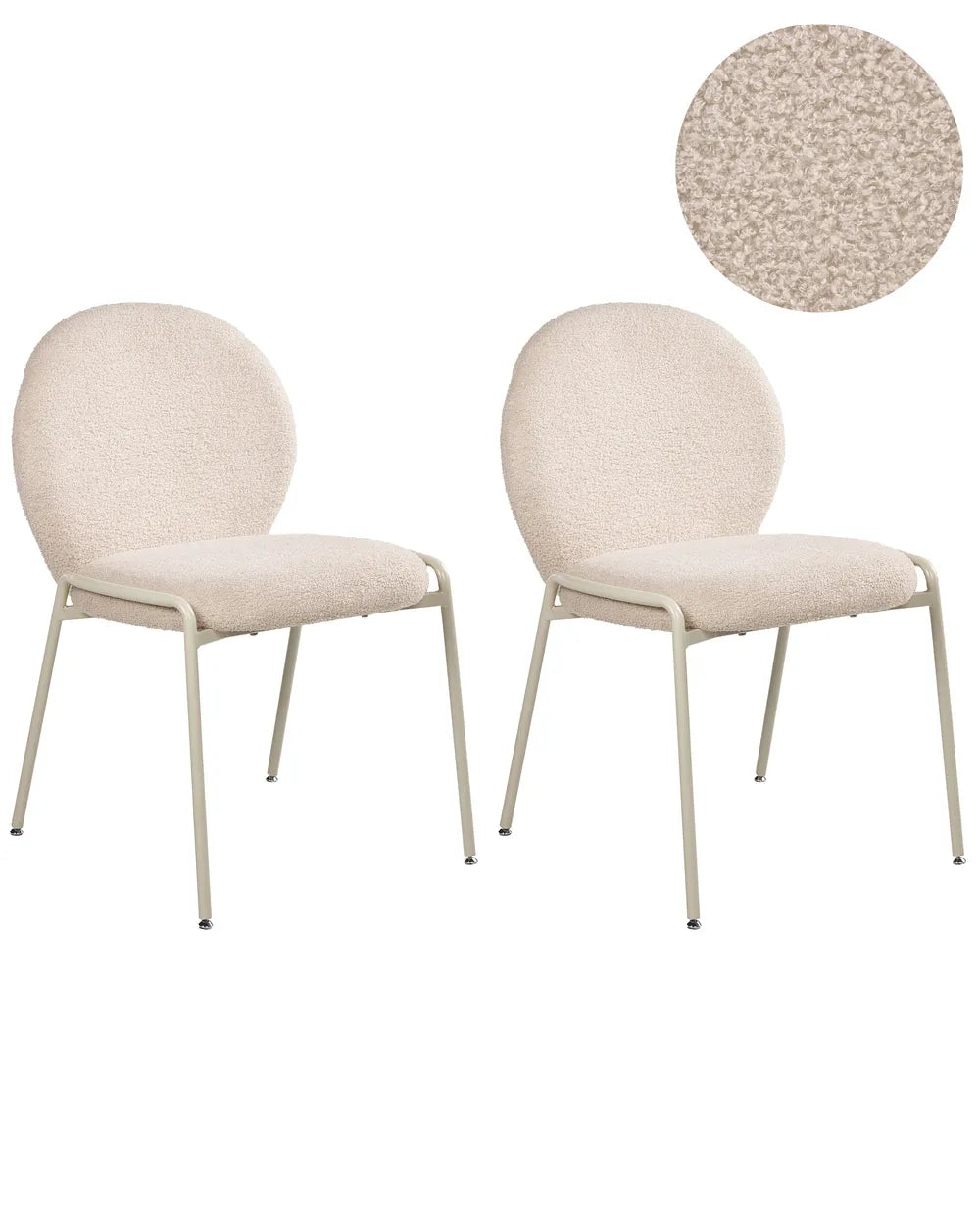 Set of 2 Chairs Boucle Light Beige Grea