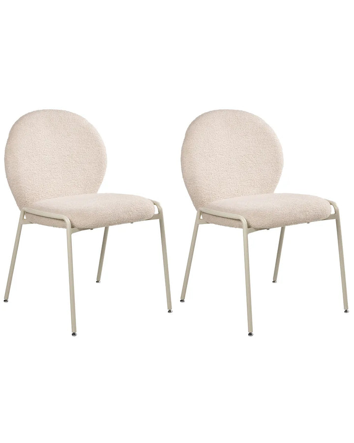 Set of 2 Chairs Boucle Light Beige Grea