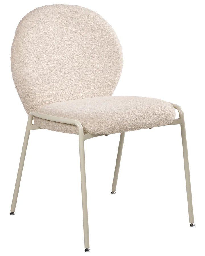 Set of 2 Chairs Boucle Light Beige Grea