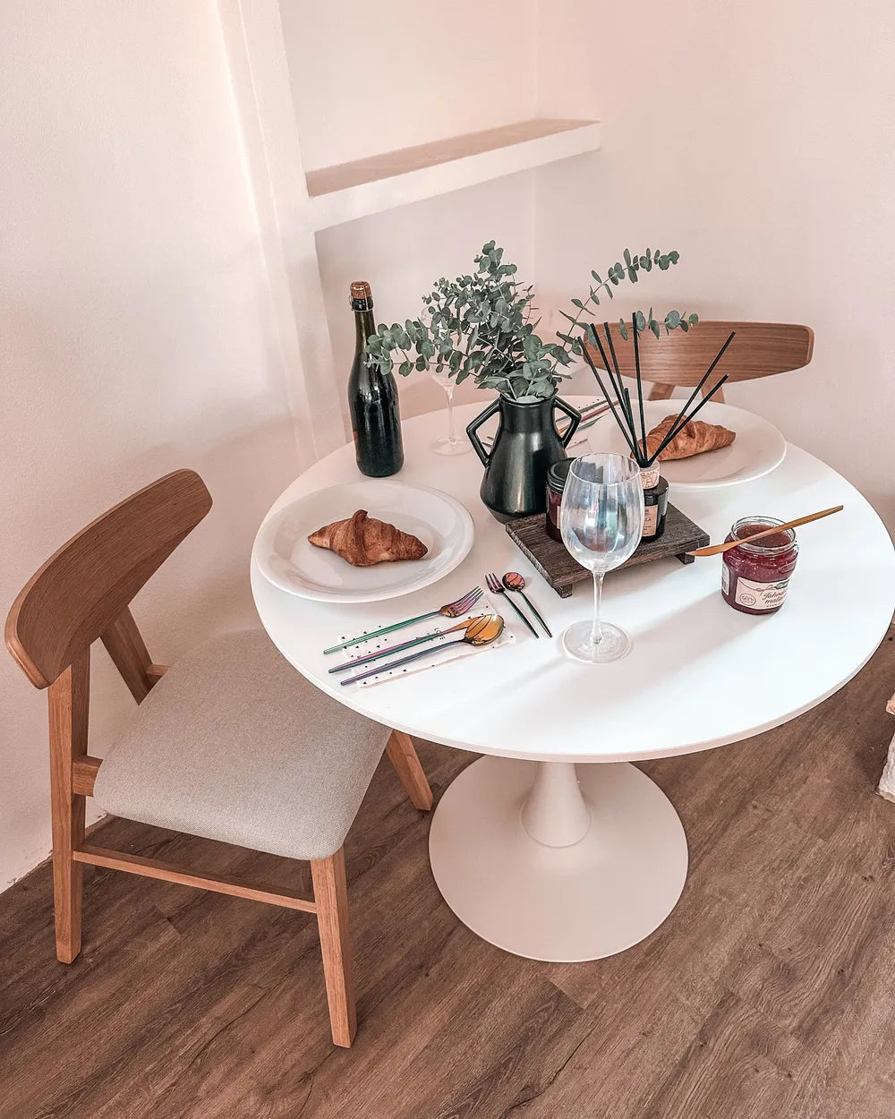 Set of 2 Dining Chairs Wood Light Brown/ Grey David