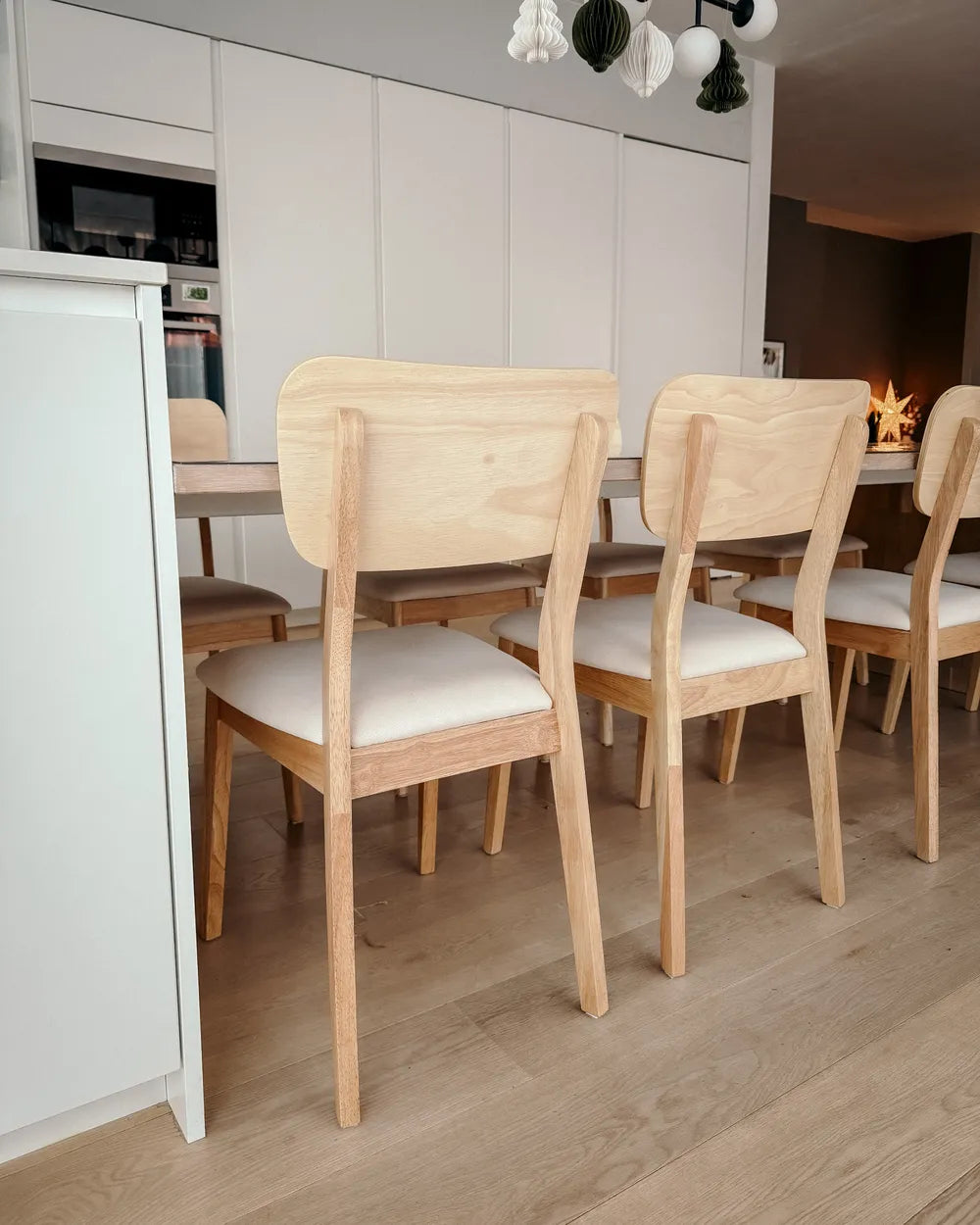 Set of 2 Dining Chairs Wood Light Brown/ Beige Chace
