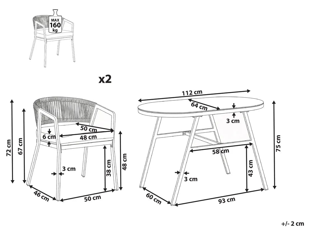 Bistro Set Metal Taupe Byrel