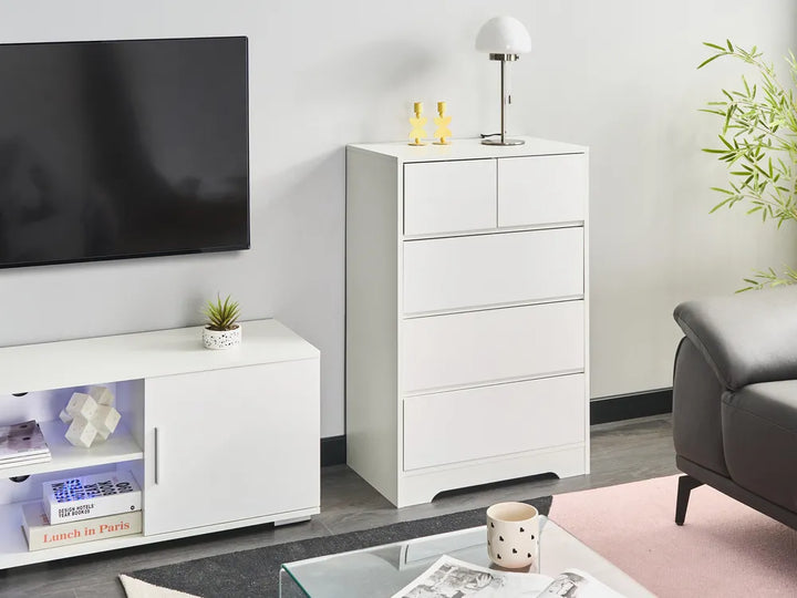 5 Drawer Chest White Taylor