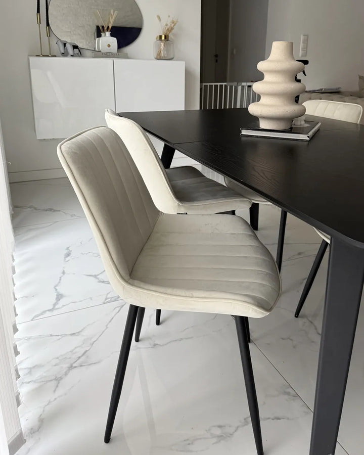 Set of 2 Dining Chairs Velvet Light Beige Roxanne