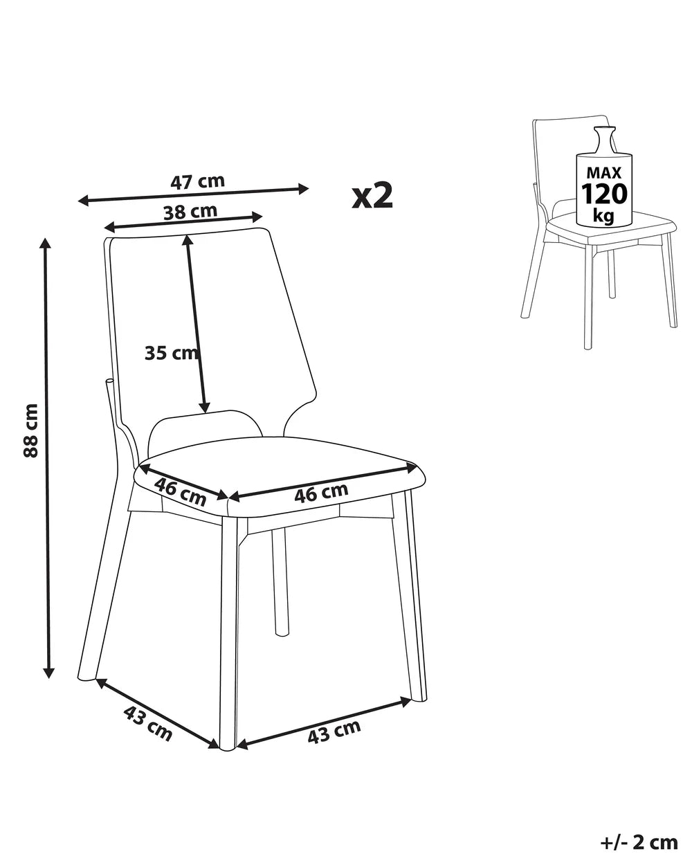 Set of 2 Dining Chairs Brown/ Light Beige Dolene